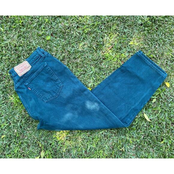 VTG Levis 561 Loose Fit Straight Leg Jeans Pockets 38x28 Forest Green 18 Med - Picture 1 of 11